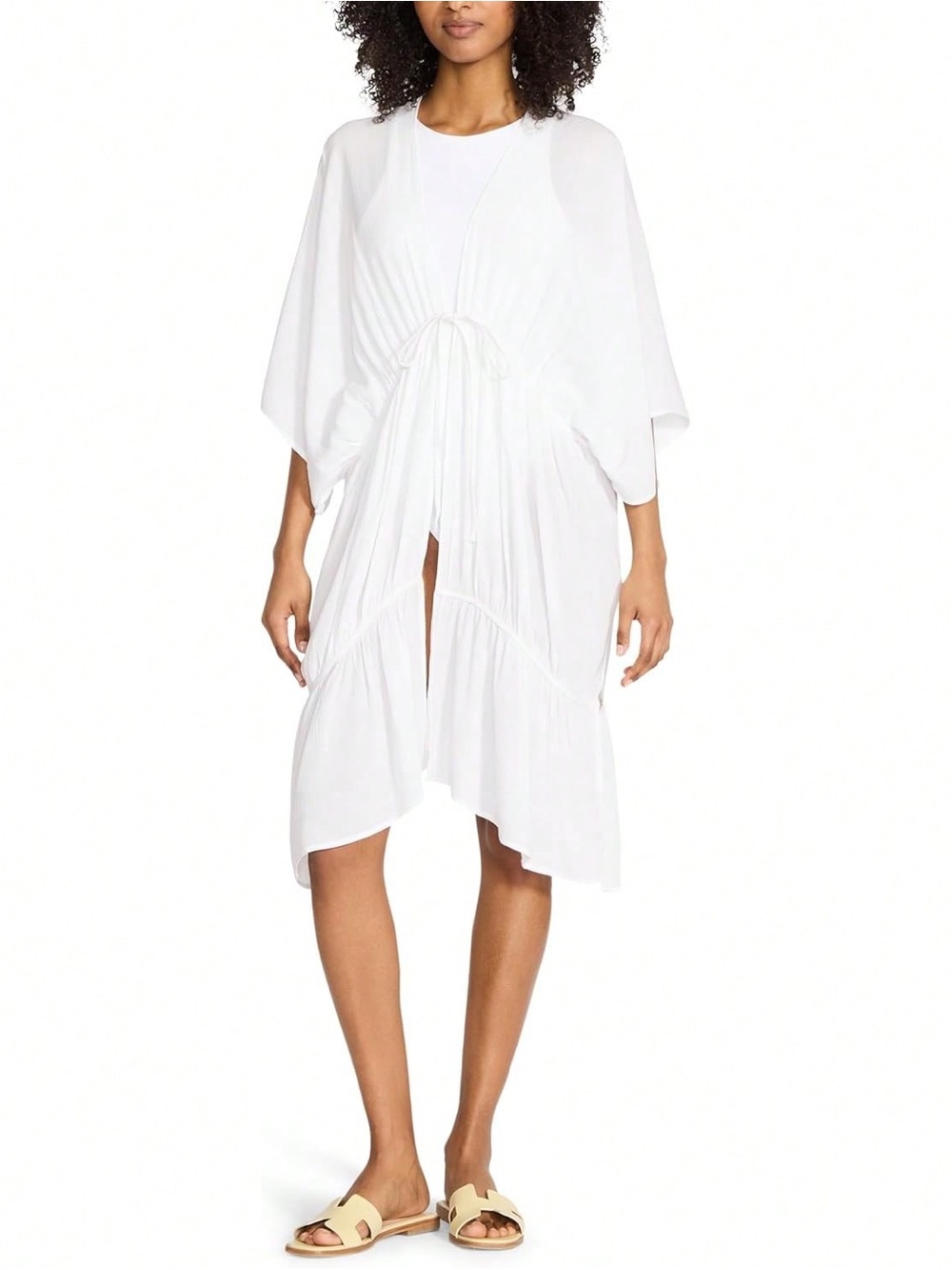 Steve Madden White Women's Swim Cover-Up Tunic Ruana